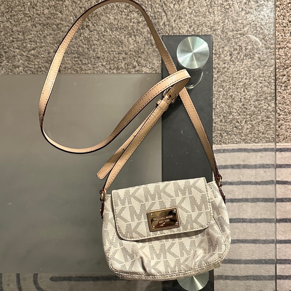 Michael Kors Beige Monogram Crossbody Bag
